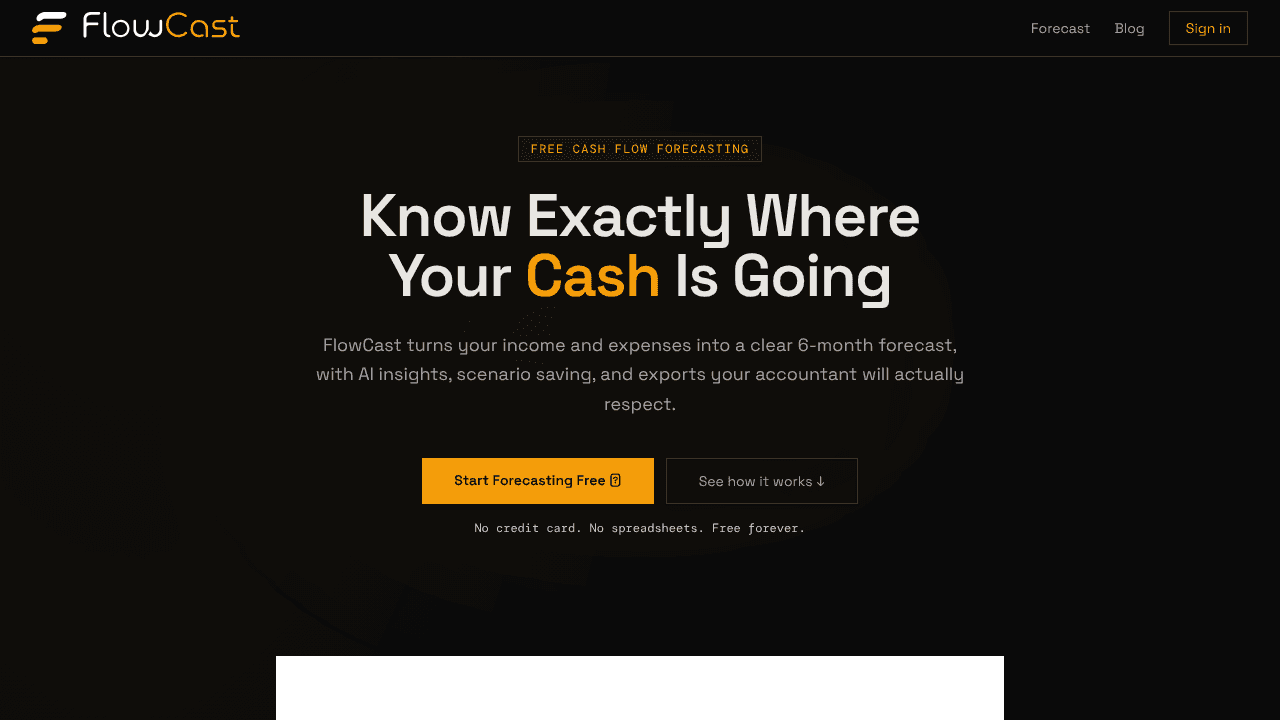 FlowCast website screenshot