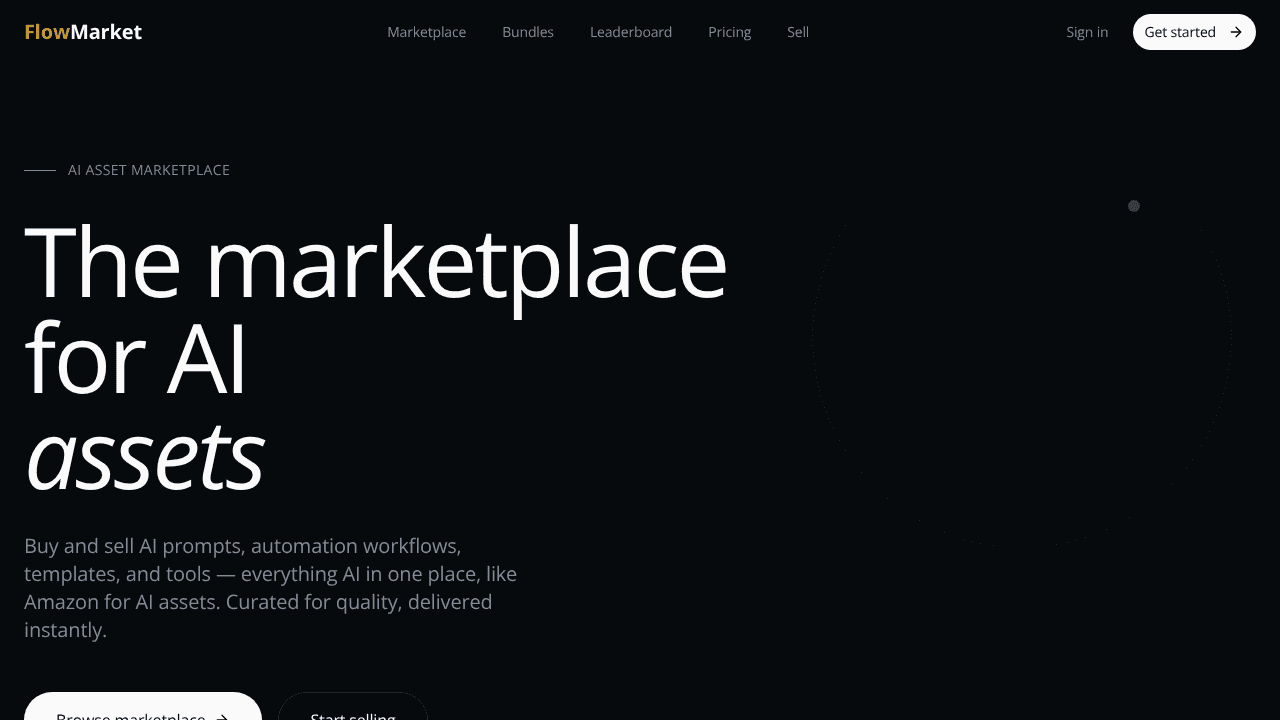 FlowMarket website screenshot