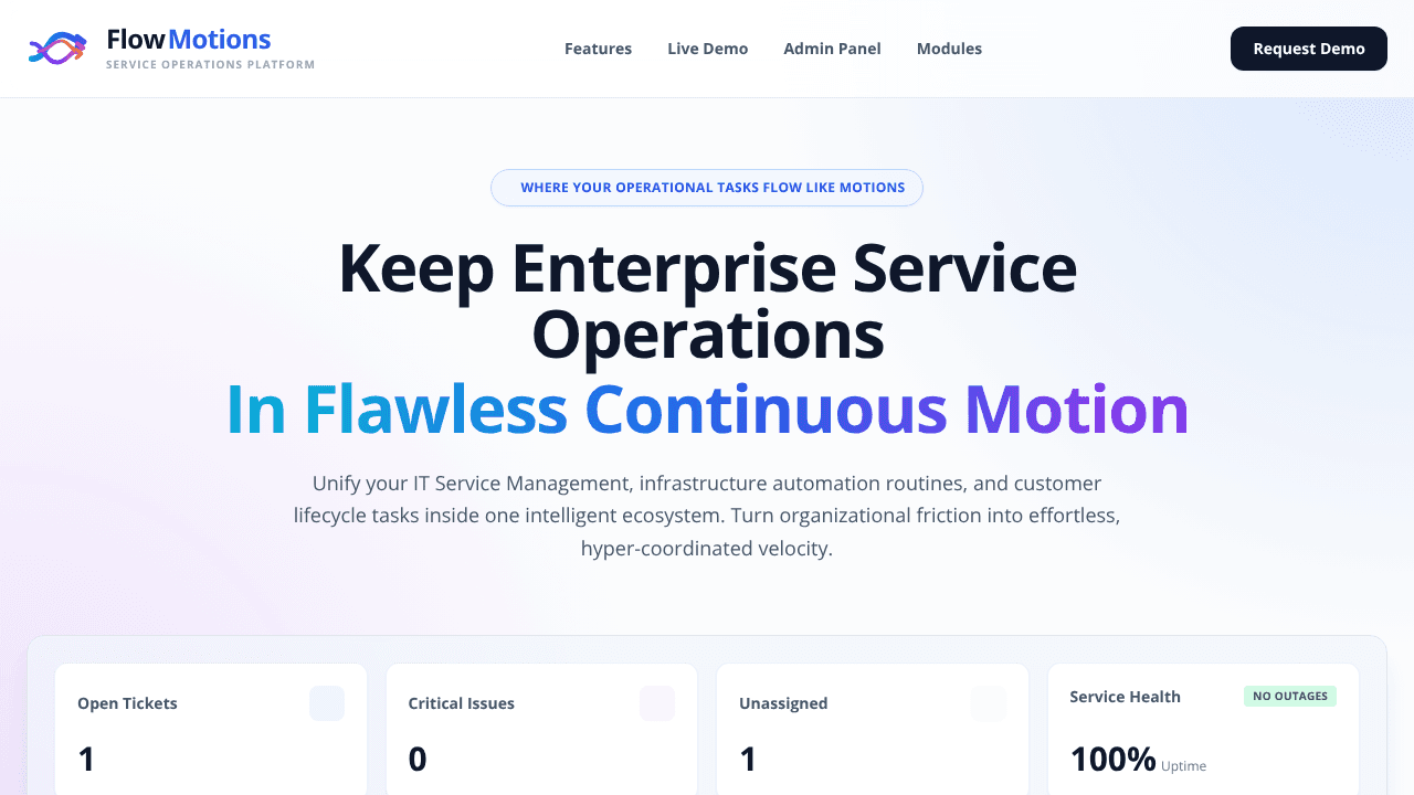 FlowMotions Service Desk Platform  website screenshot
