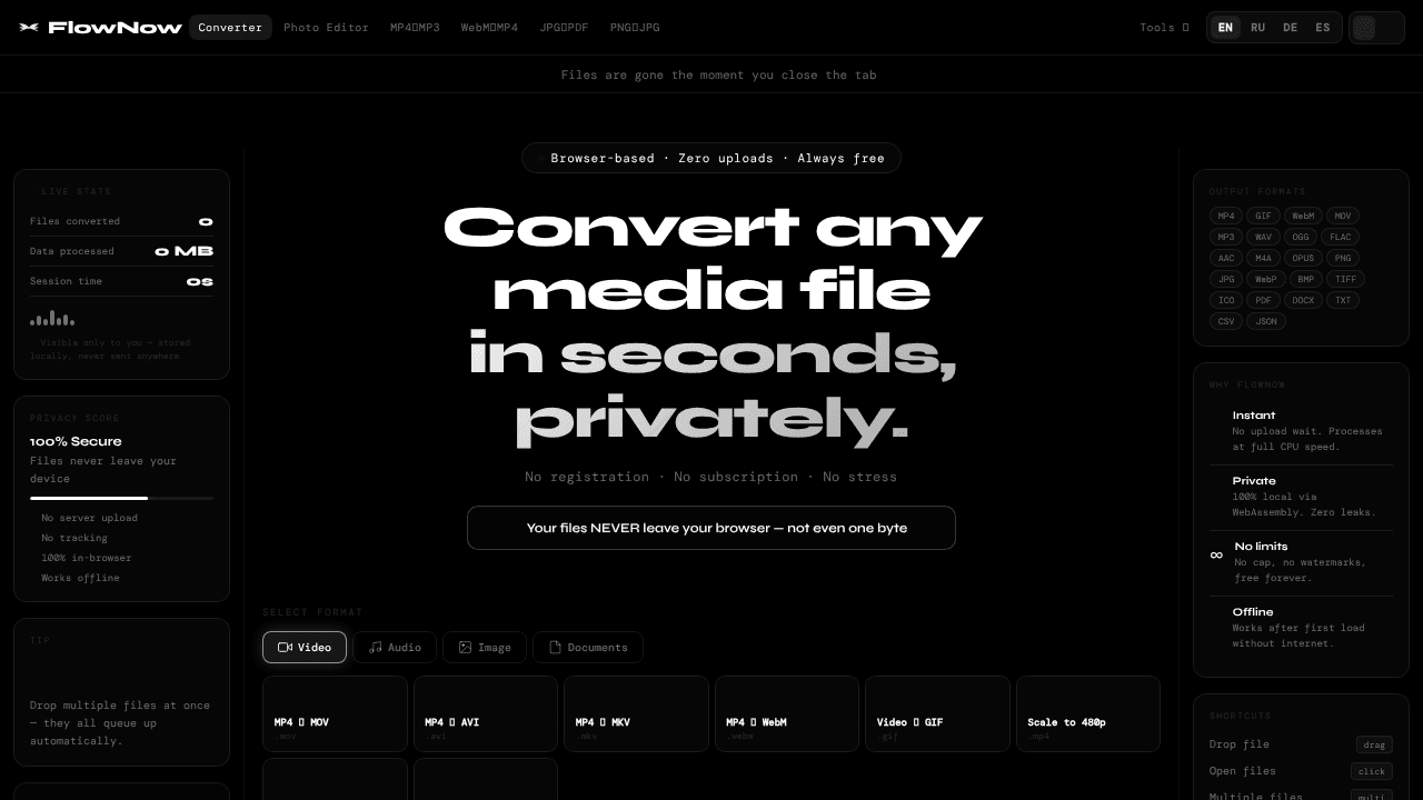 FlowNow website screenshot