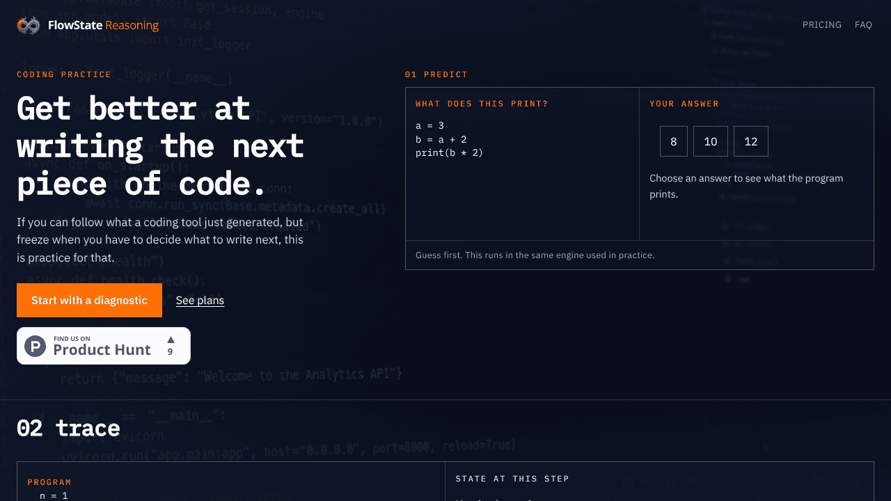 FlowState Reasoning website screenshot