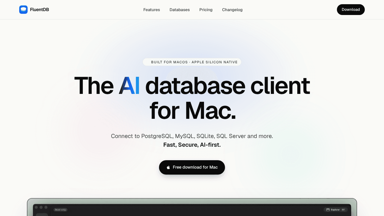 FluentDB website screenshot
