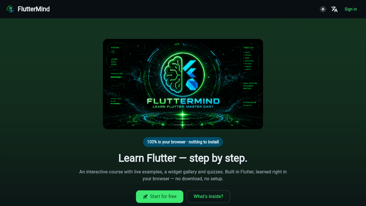 FlutterMind website screenshot