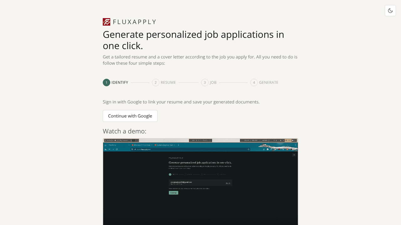 FluxApply website screenshot