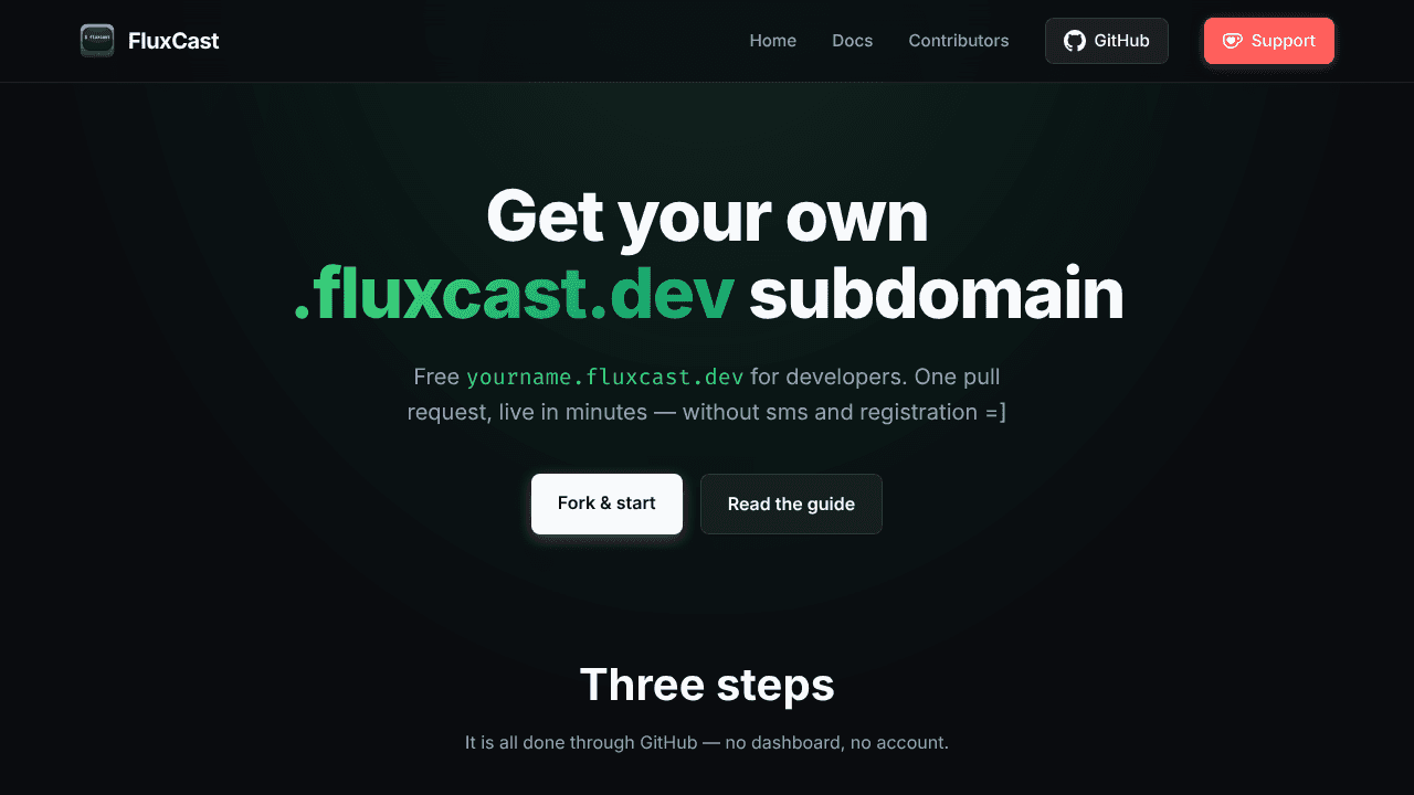 fluxcast-domains website screenshot