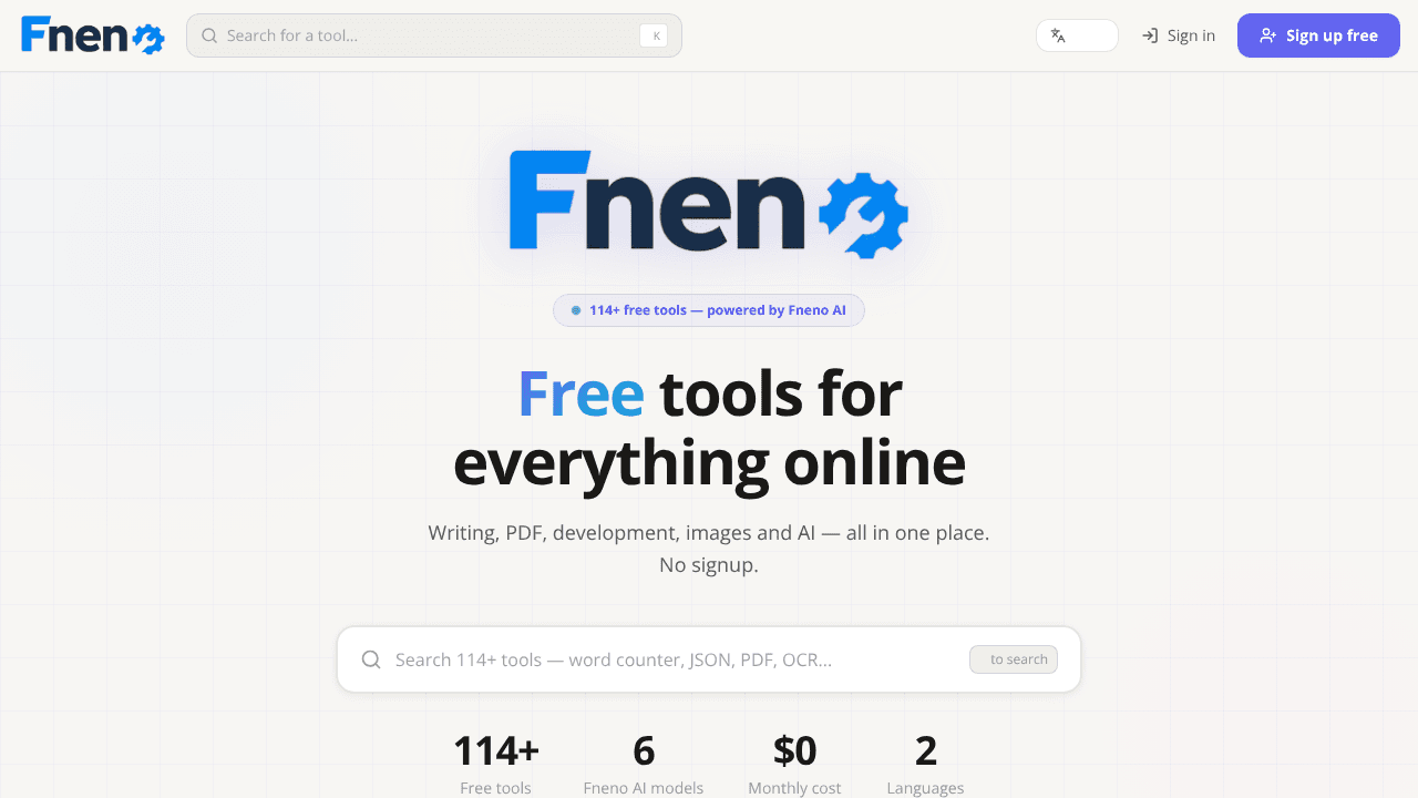 Fneno website screenshot