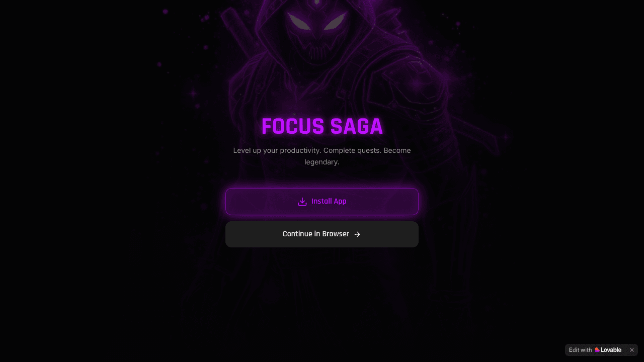 Focus Saga — Level Up Your Productivity website screenshot