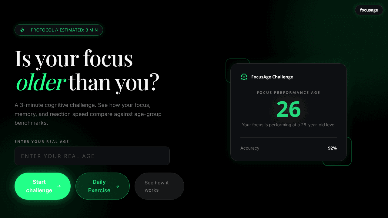 FocusAge website screenshot