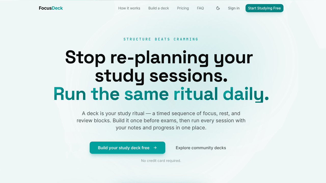FocusDeck website screenshot