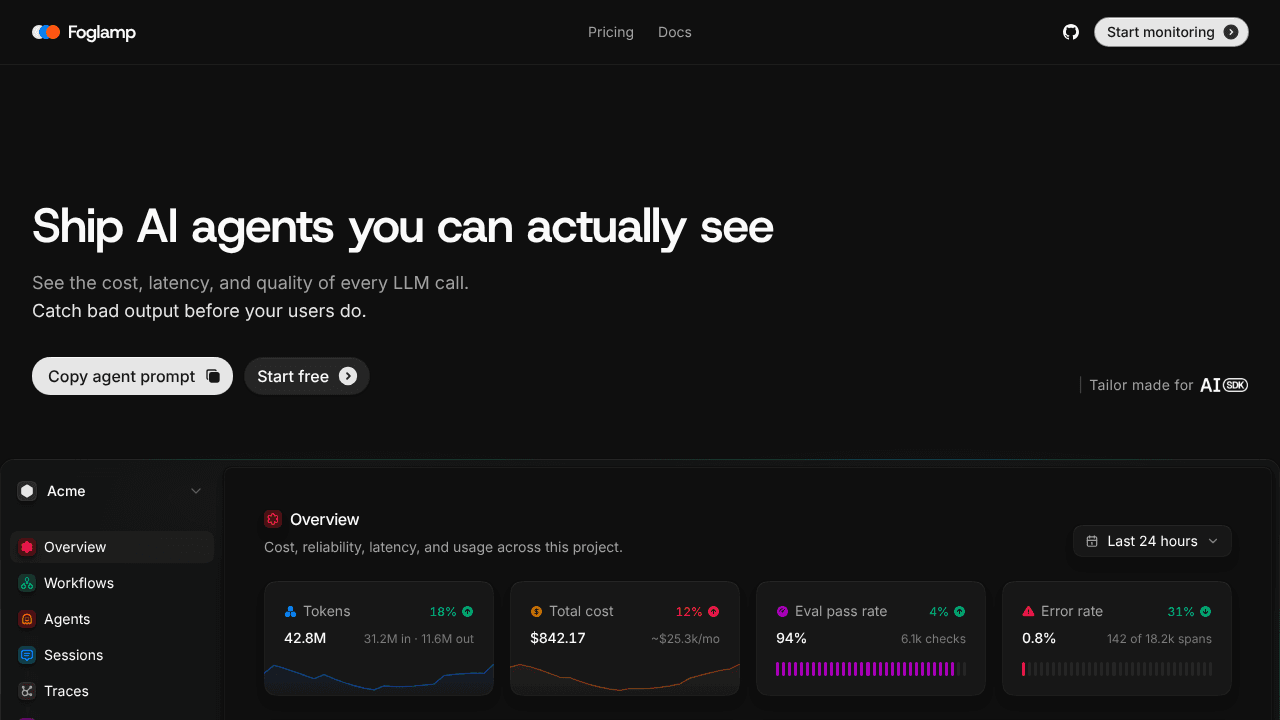 Foglamp website screenshot