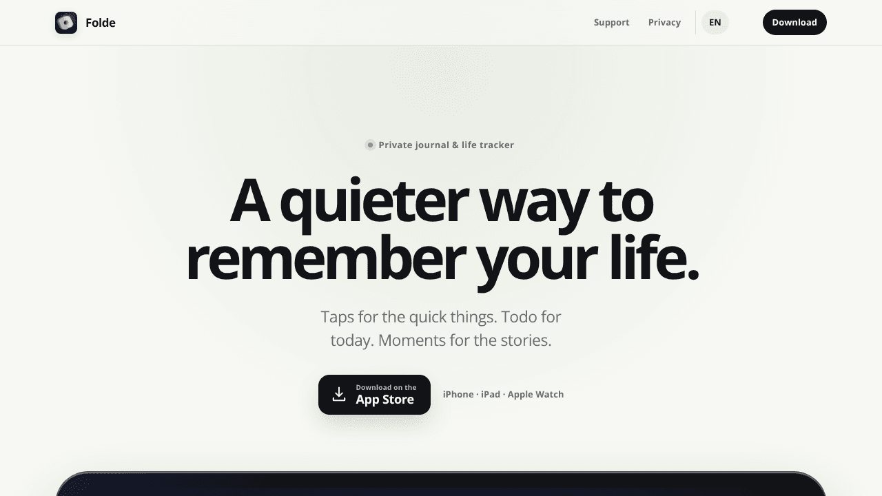 Folde website screenshot
