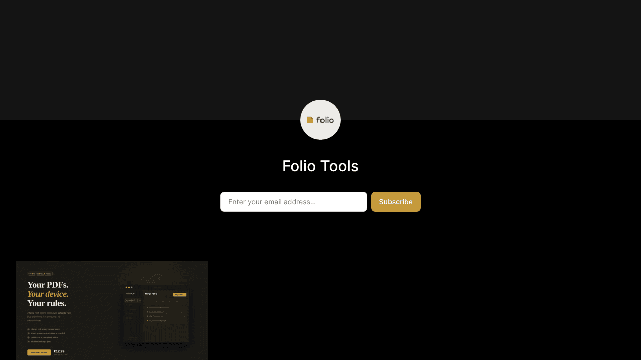 Folio PDF website screenshot