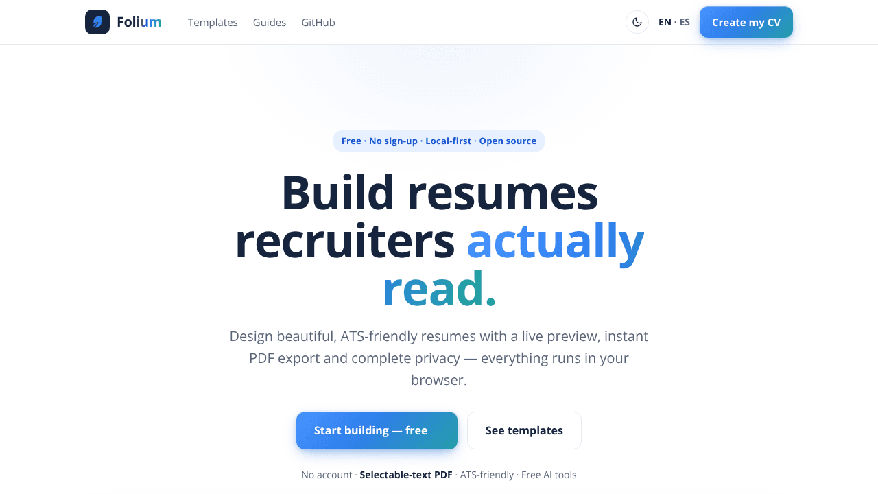 Folium website screenshot