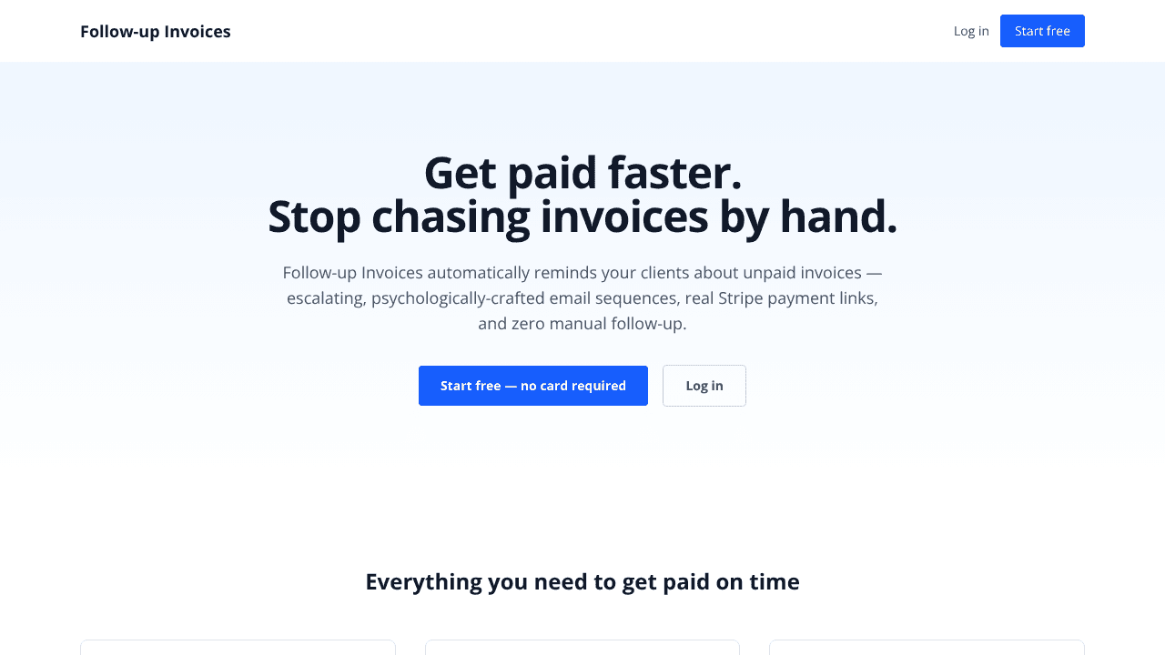 Follow-up Invoices website screenshot