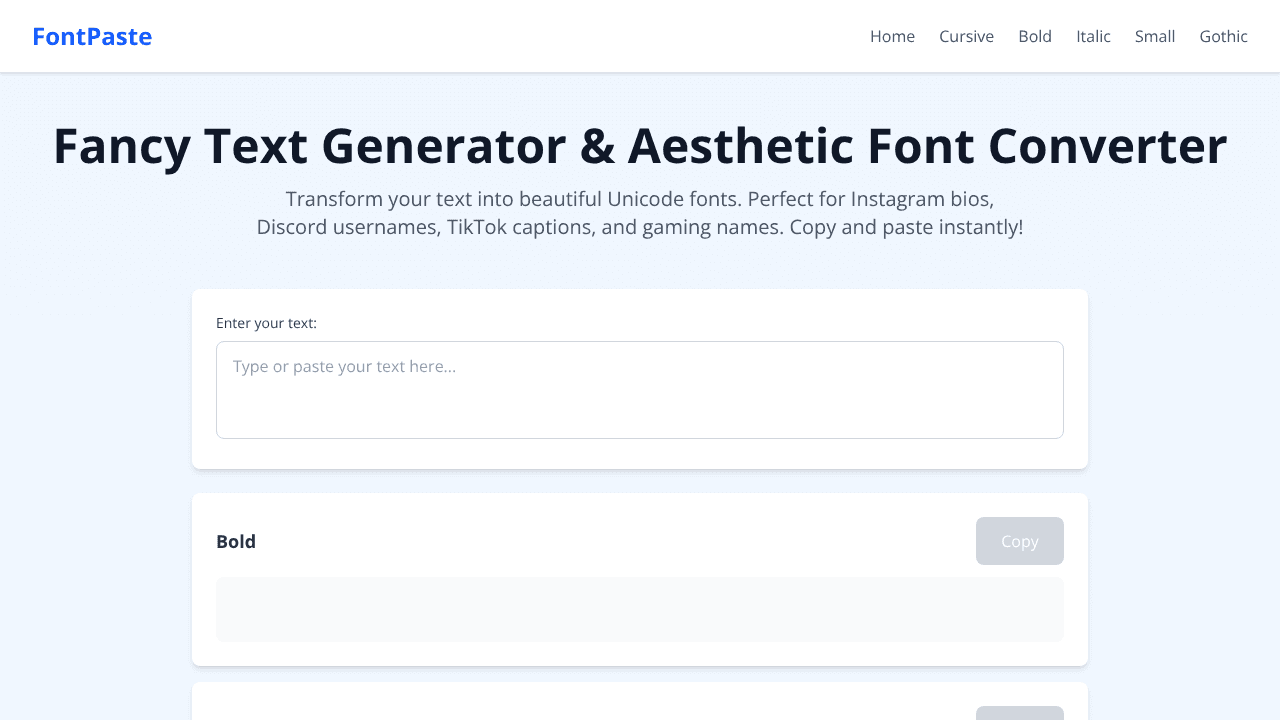 FontPaste website screenshot
