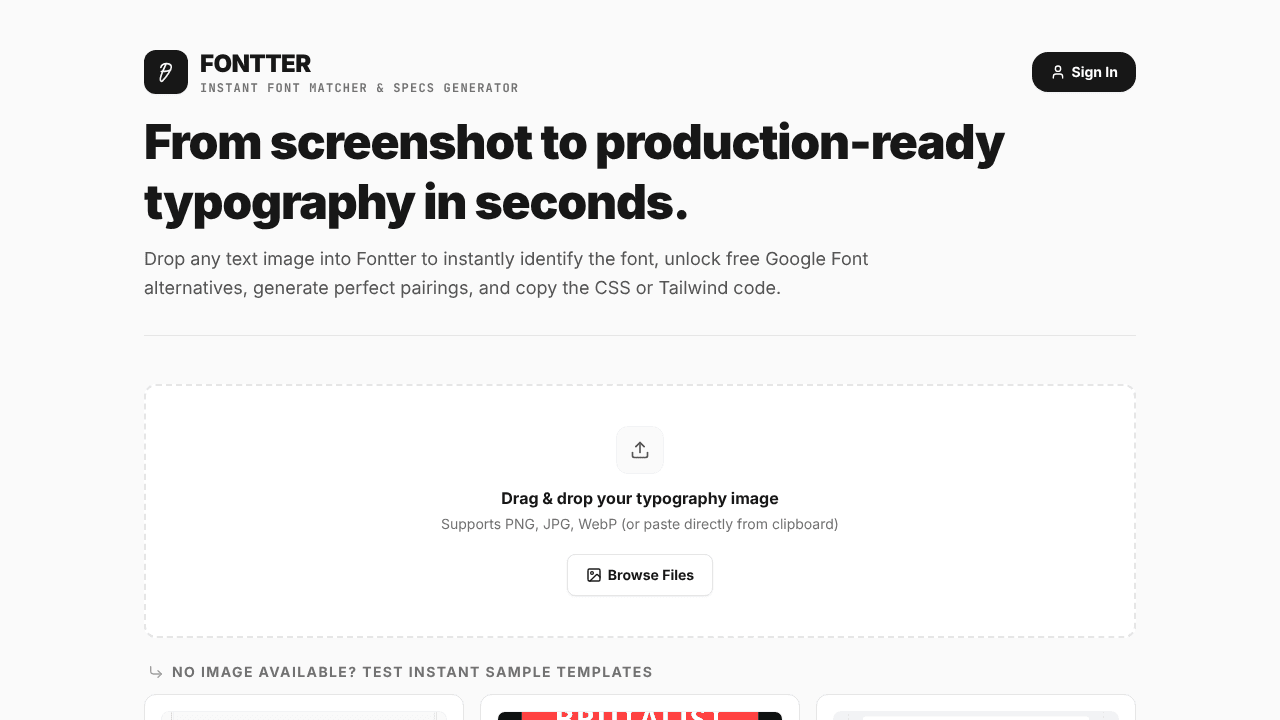 Fontter website screenshot