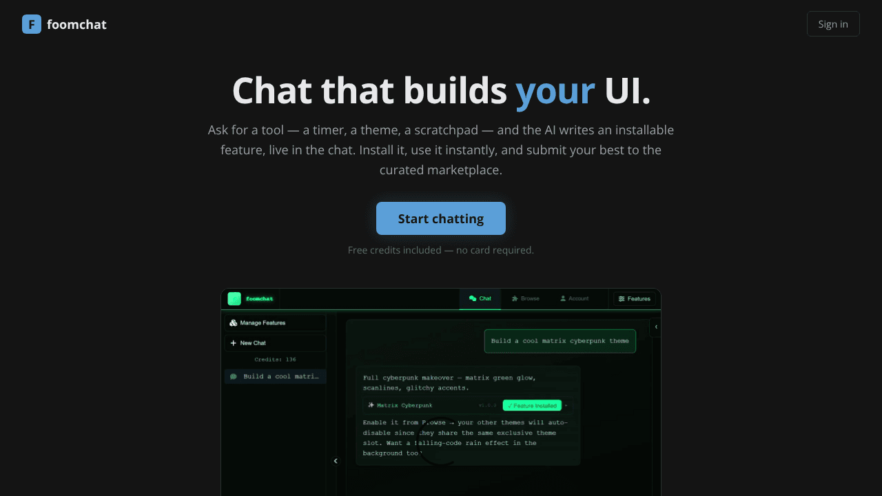 foomchat website screenshot