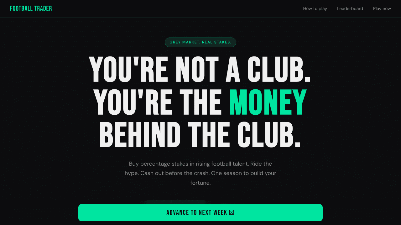 Football Trader: The Player Stock Market website screenshot