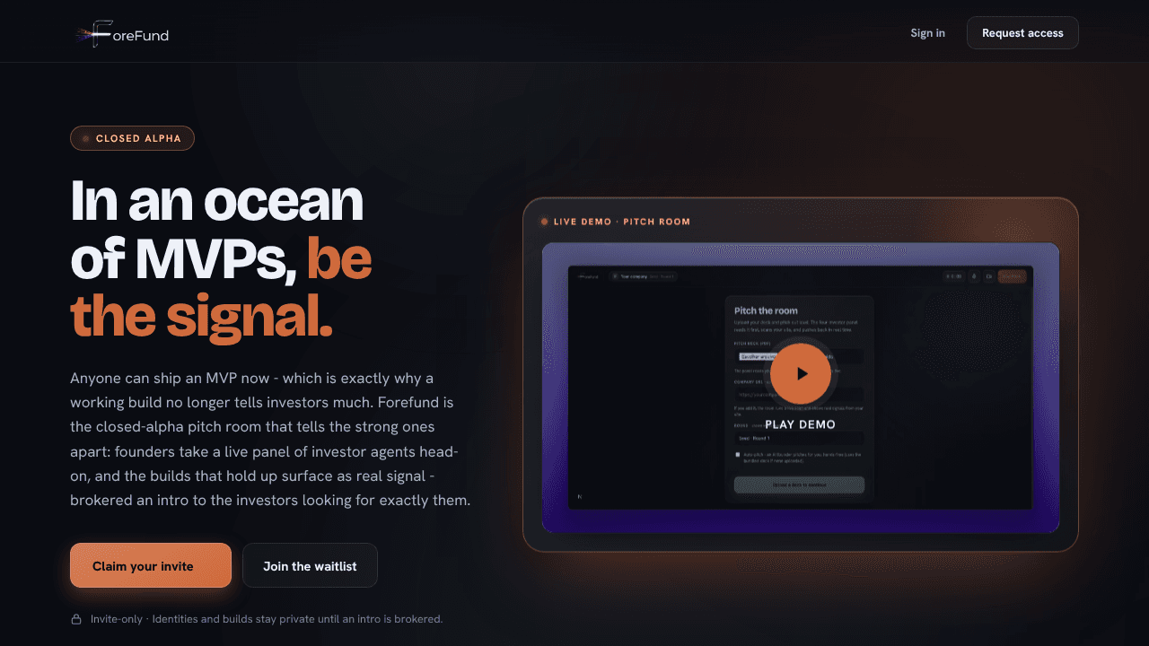 Forefund website screenshot