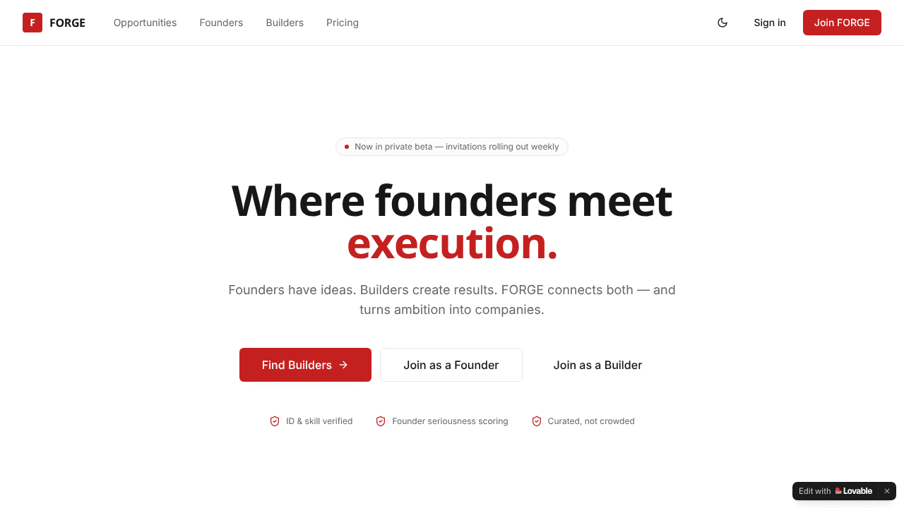 FORGE  website screenshot