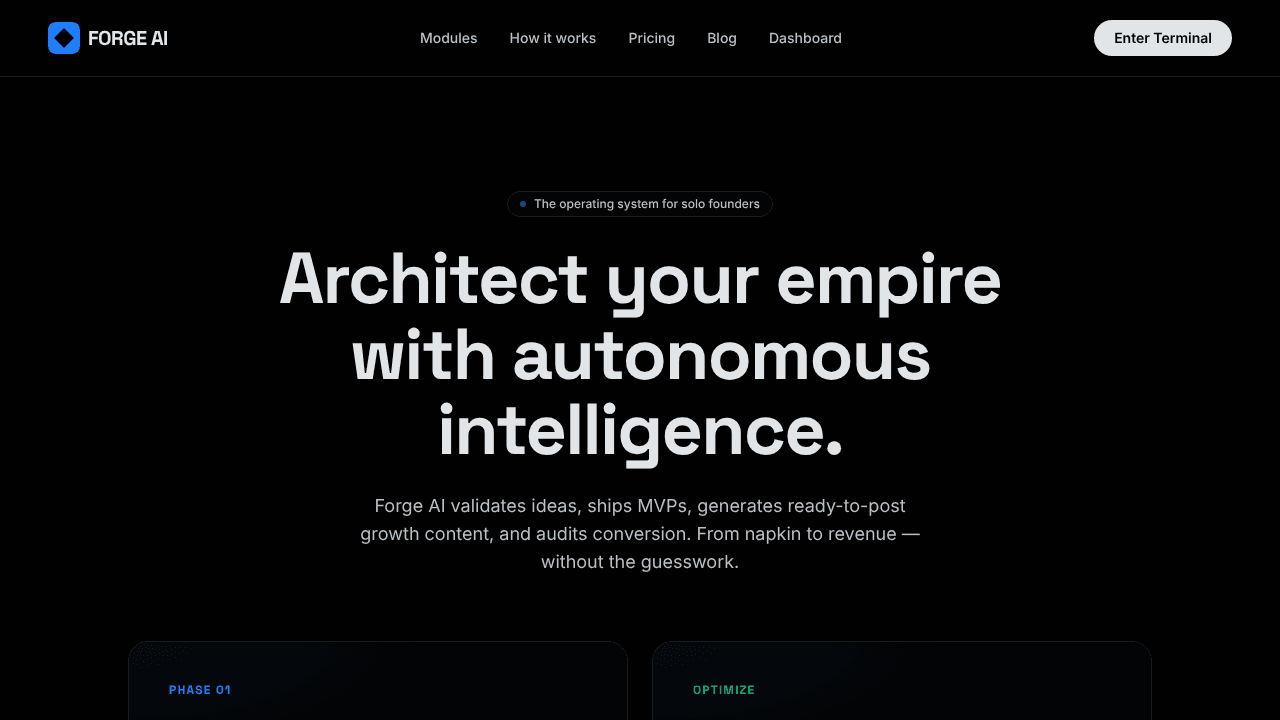 FORGE AI  website screenshot