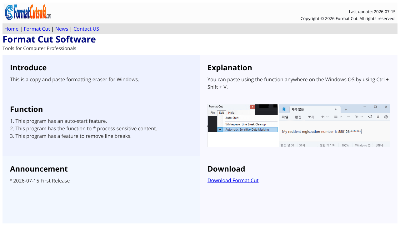 Formatcutsoft website screenshot