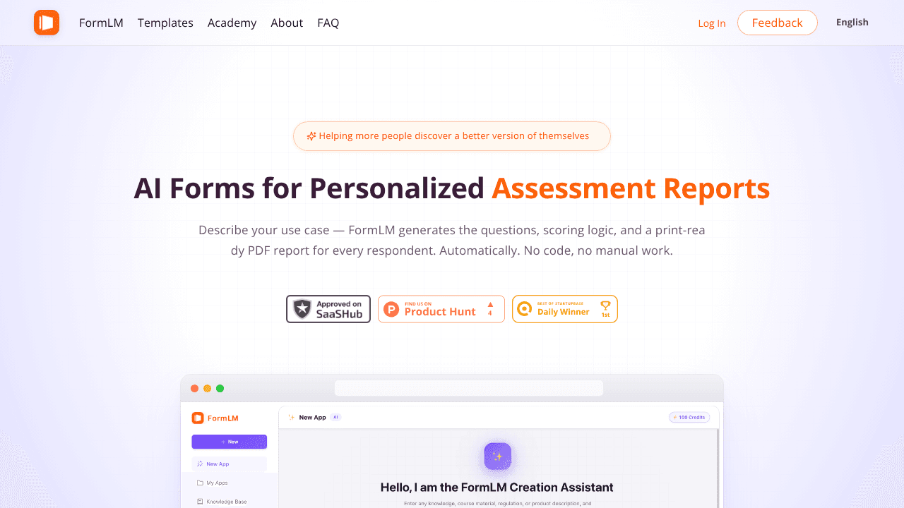 FormLM website screenshot