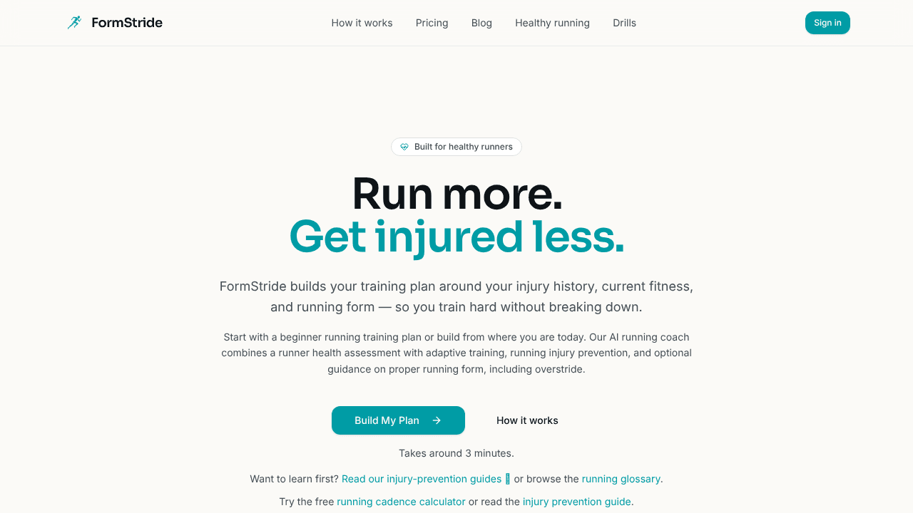FormStride website screenshot