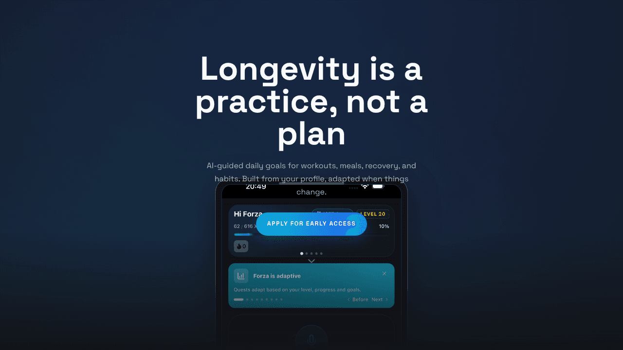 Forza - A Longevity App website screenshot