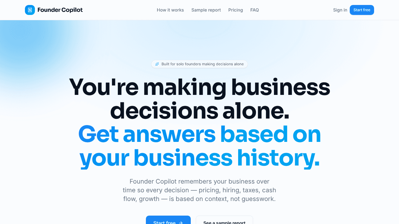 Founder Copilot website screenshot