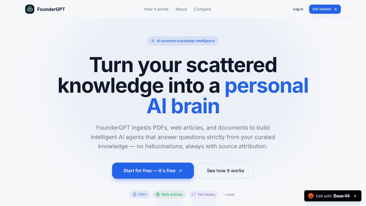 FounderGPT website screenshot