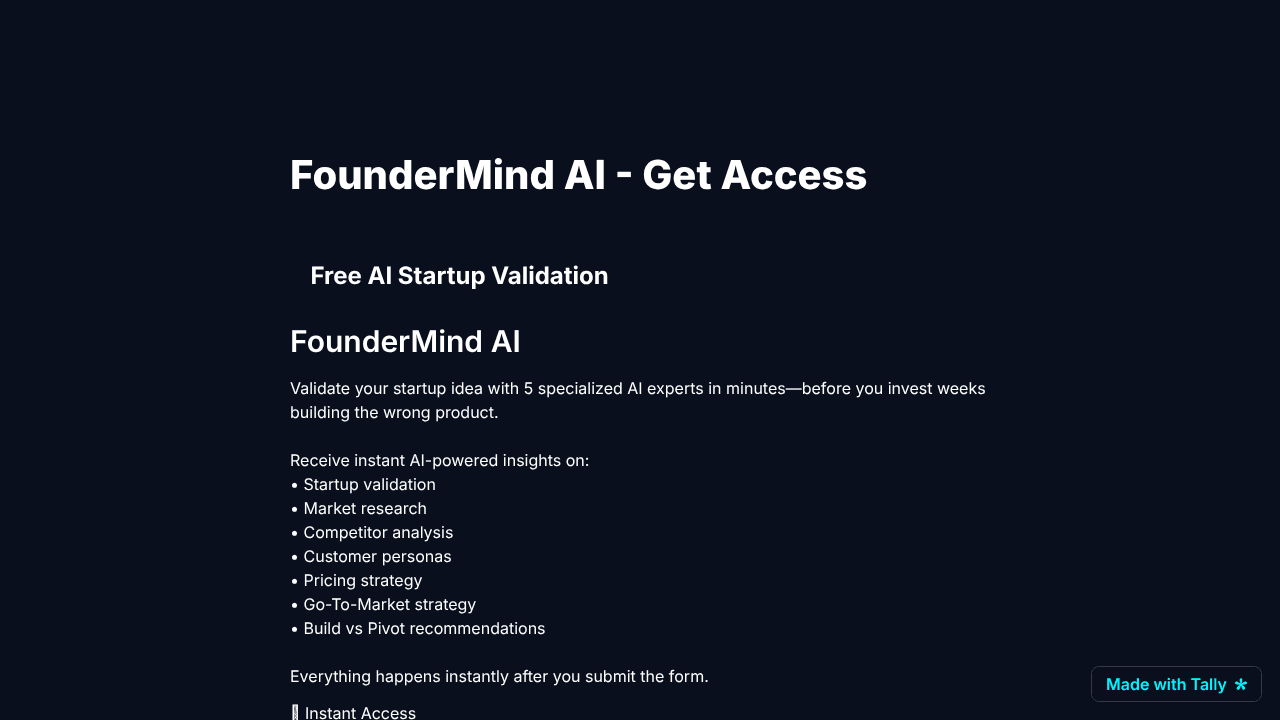 FounderMind AI website screenshot