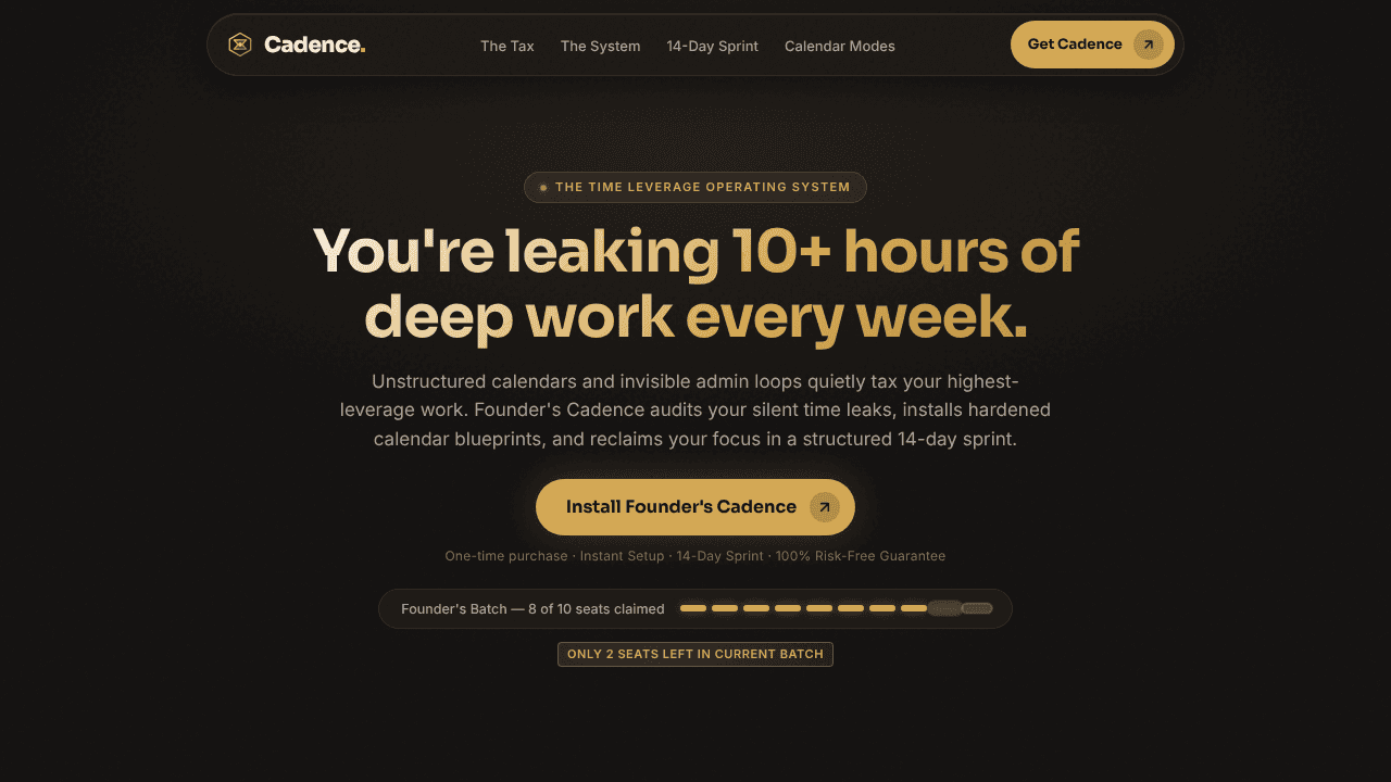 Founder's Cadence website screenshot