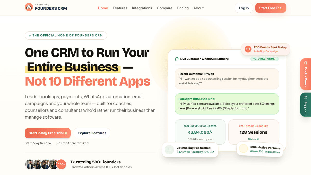 Founders CRM website screenshot