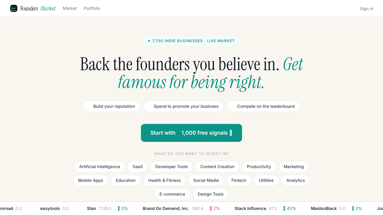 Founders Market website screenshot