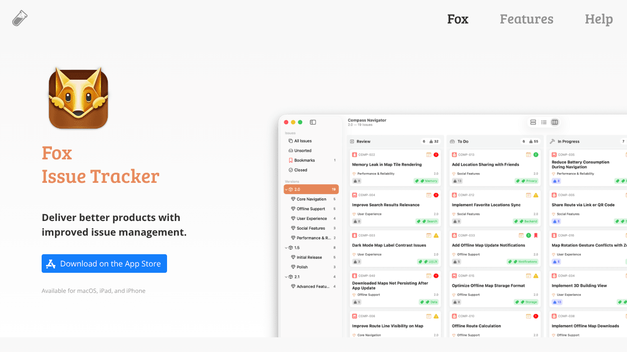 Fox Issue Tracker 4 website screenshot