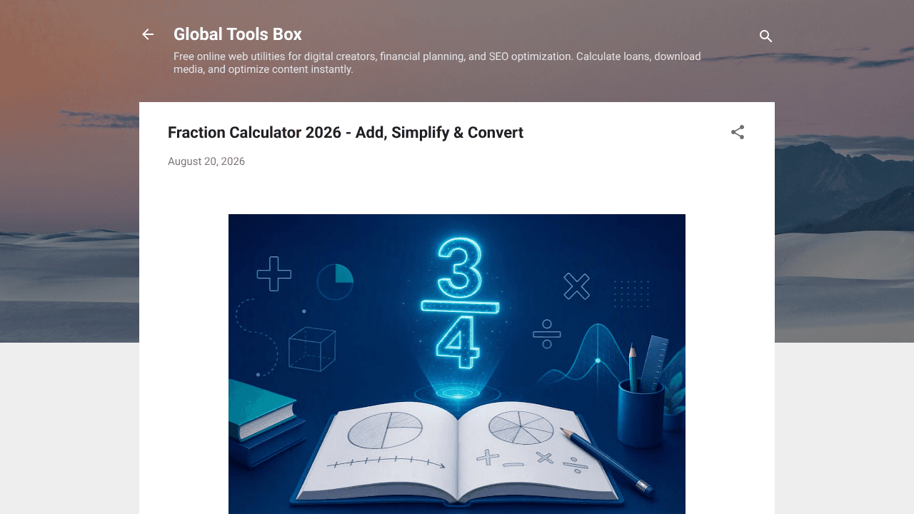 Fraction Calculator 2026 website screenshot