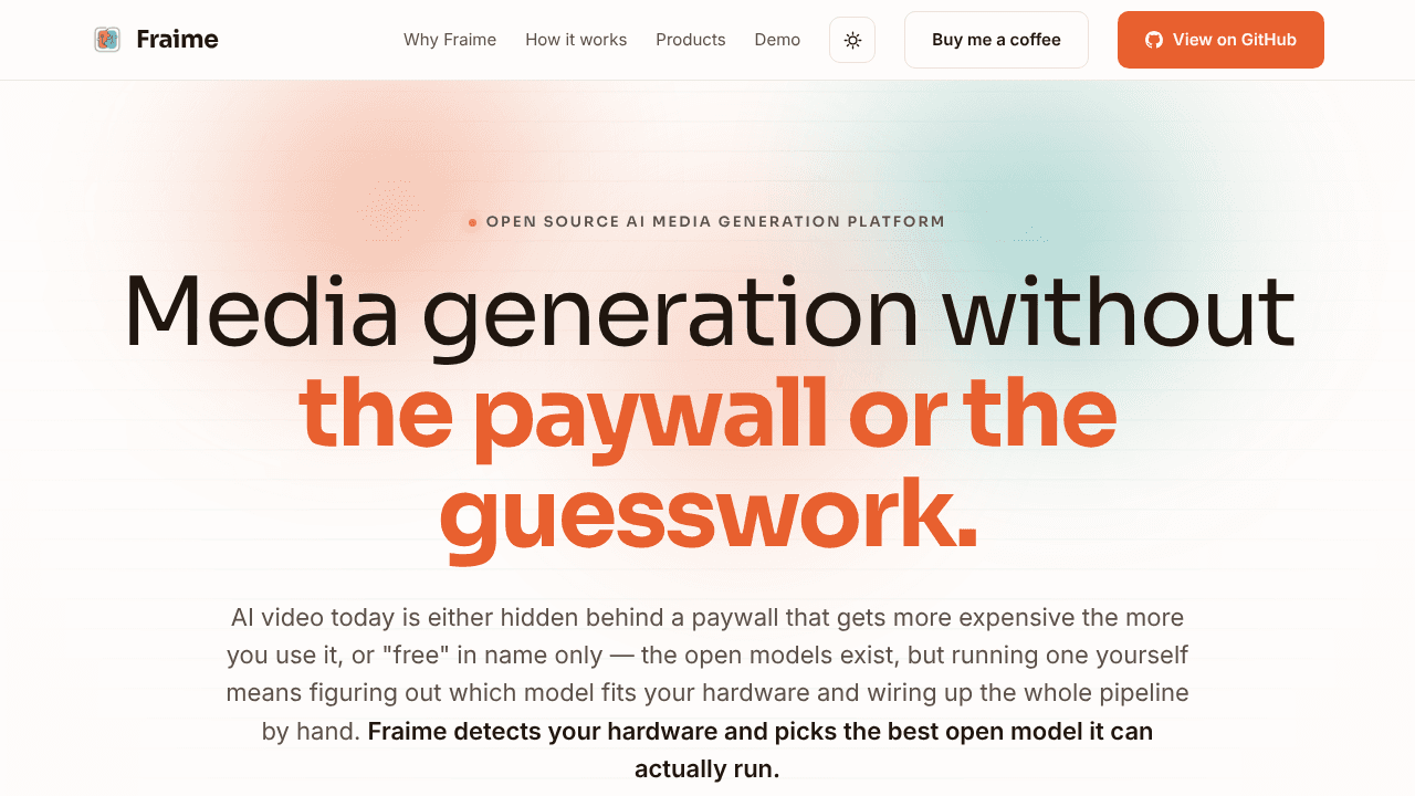 Fraime website screenshot