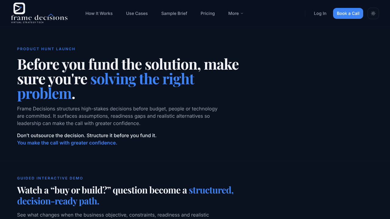 Frame Decisions website screenshot