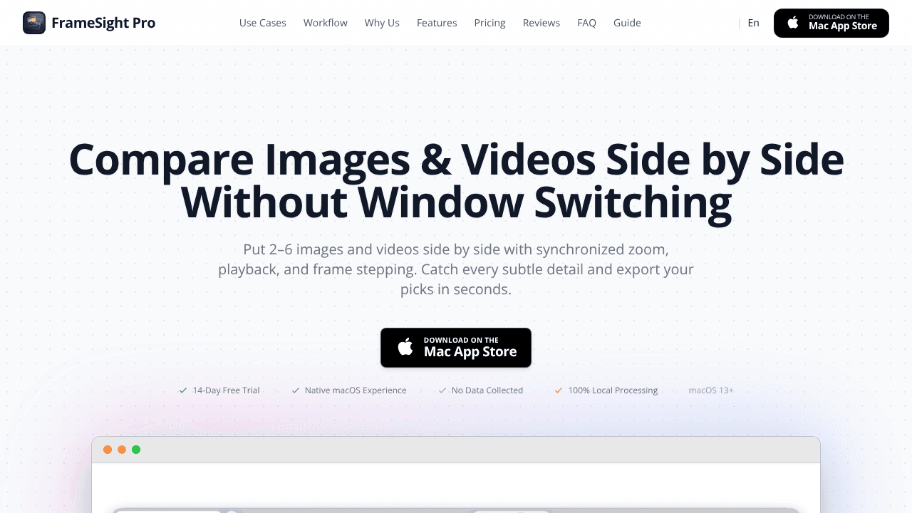 FrameSight Pro website screenshot