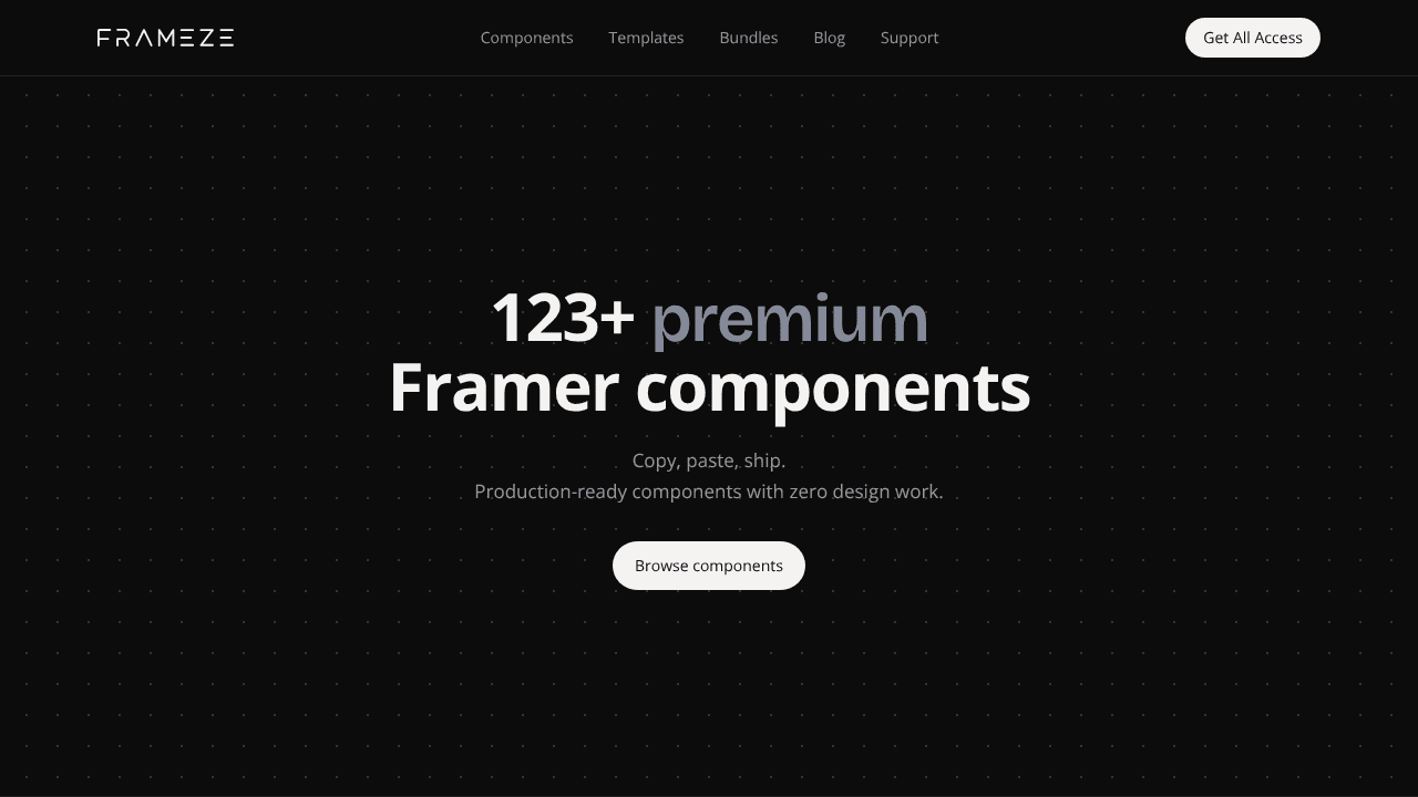 Frameze website screenshot