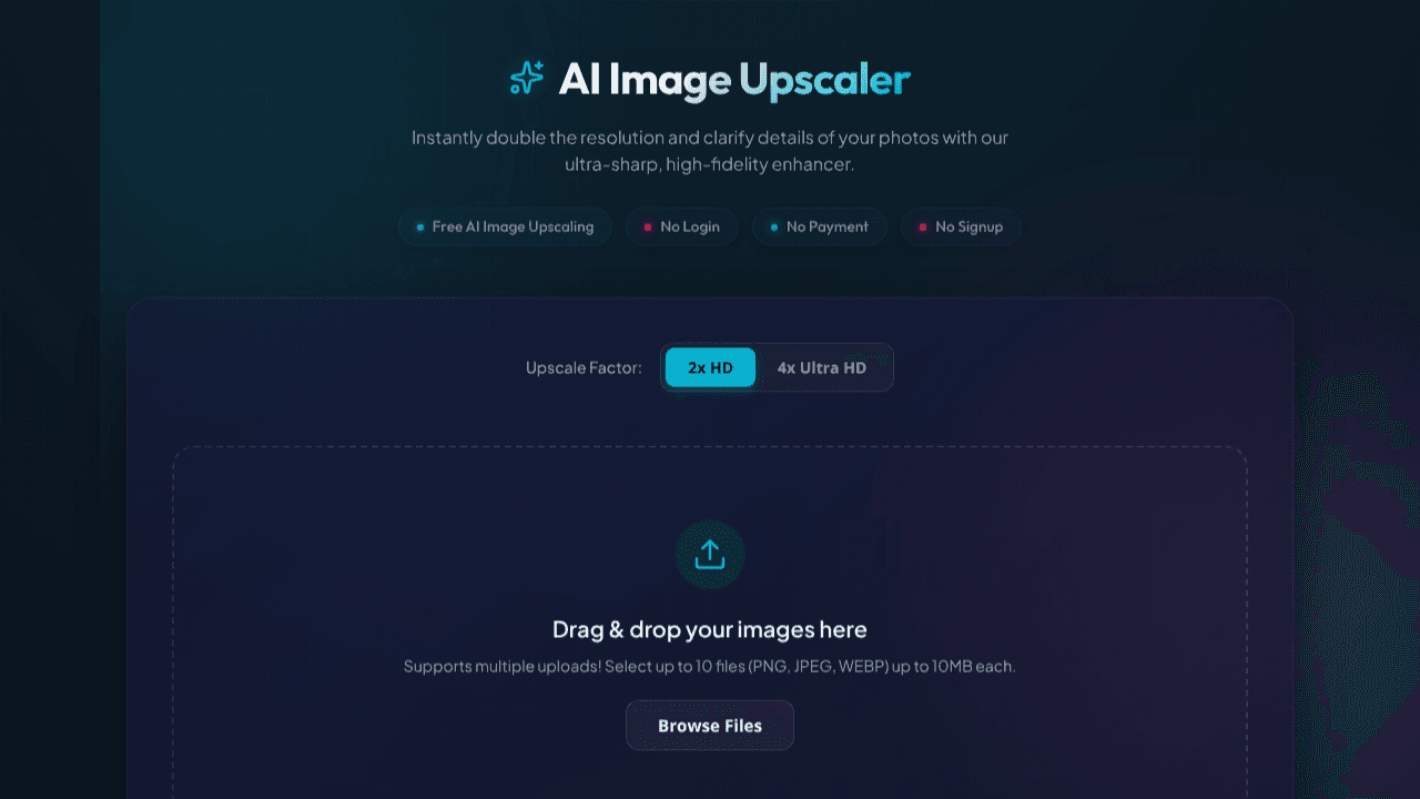 Free AI Image Upscaler website screenshot