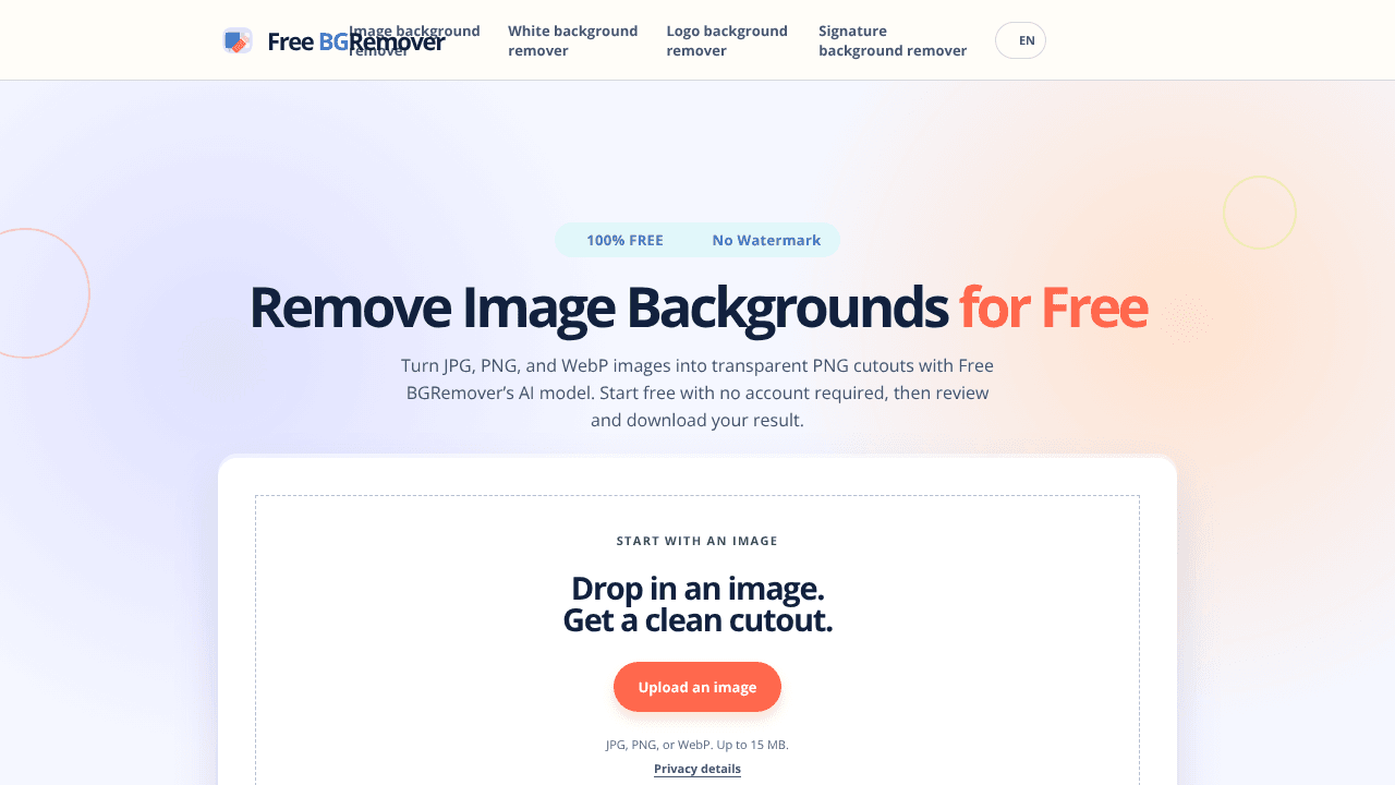 Free background remover website screenshot