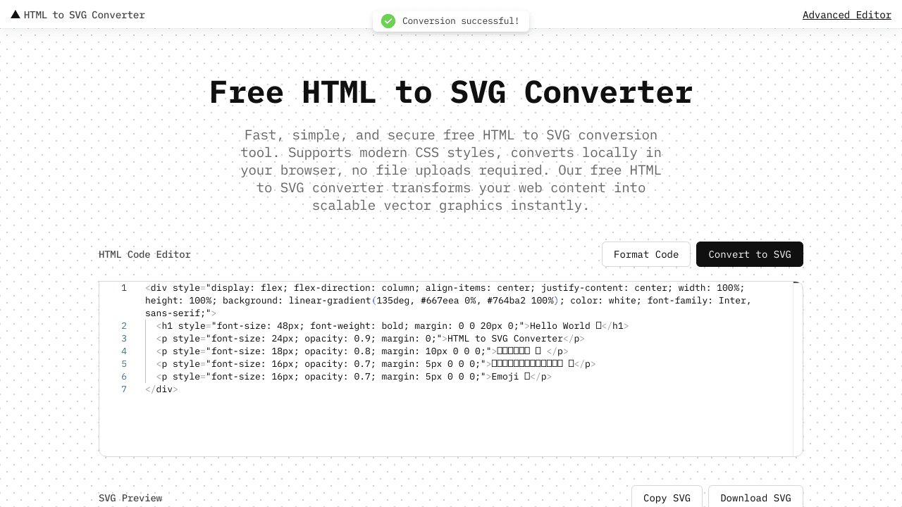 Free HTML to SVG Converter