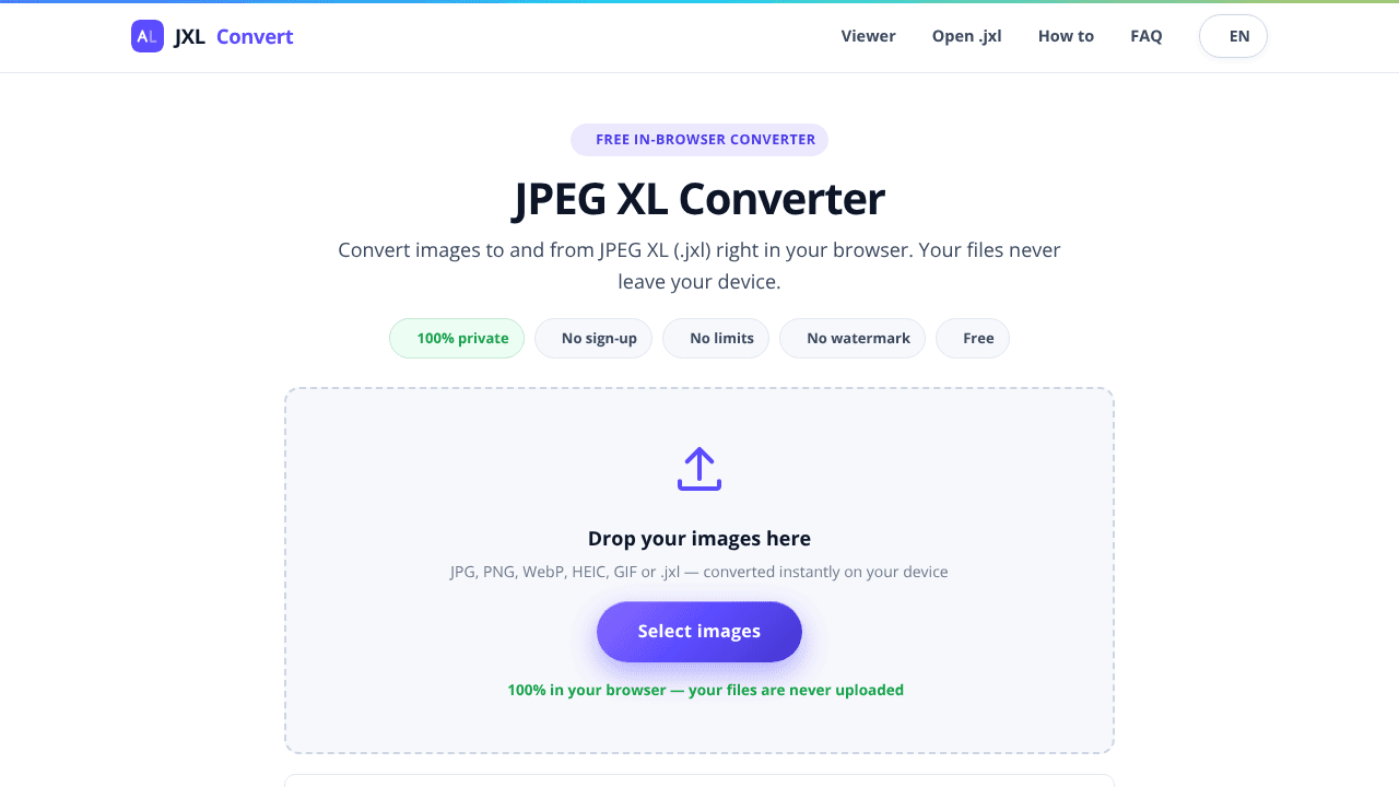 Free JPEG XL Converter  website screenshot