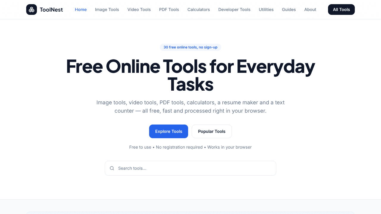 Free Online Tools website screenshot