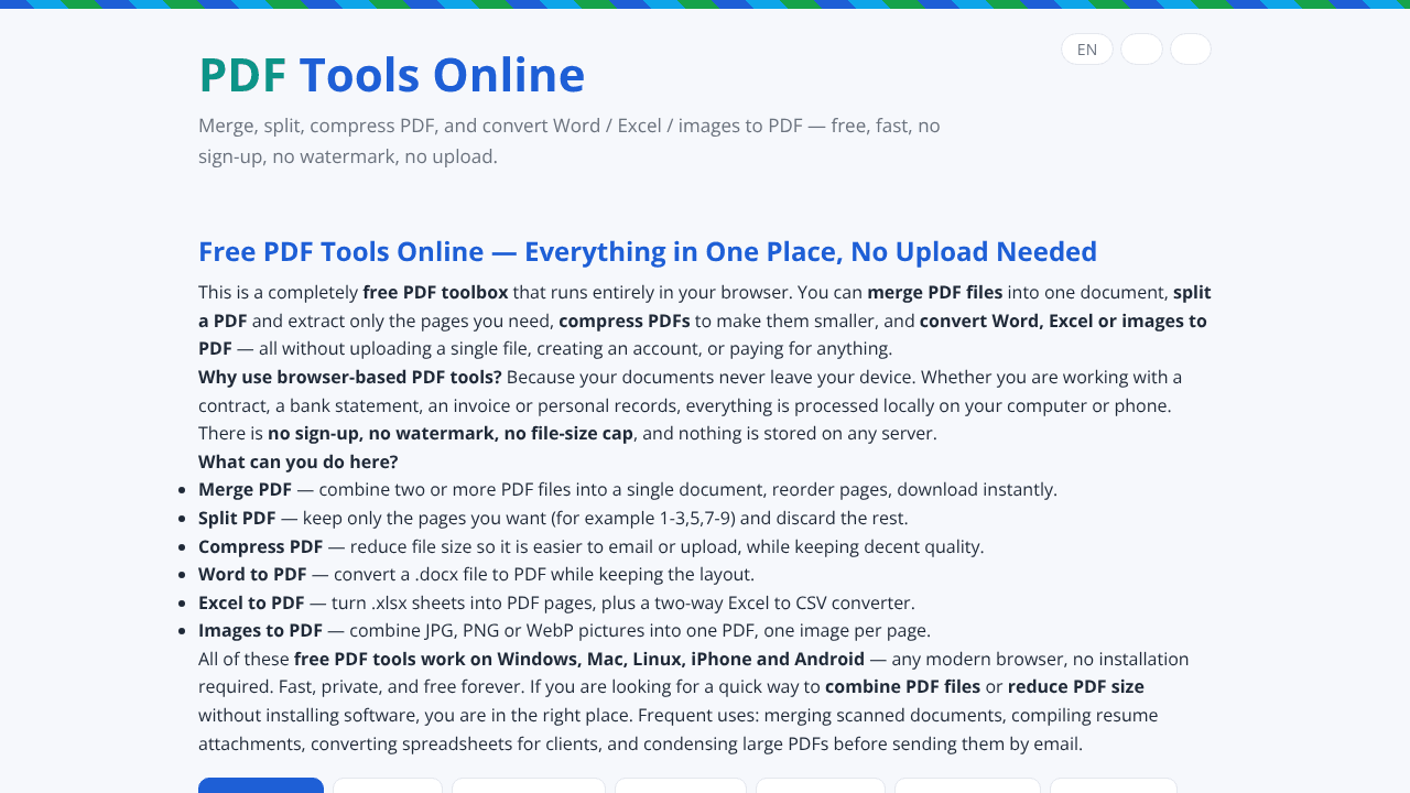 Free PDF ToolPDF Merge Onlines Online website screenshot