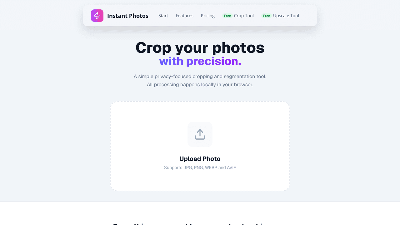 Free Photo Crop Tool website screenshot