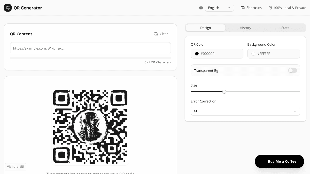 Free Text - QR Code Generator website screenshot
