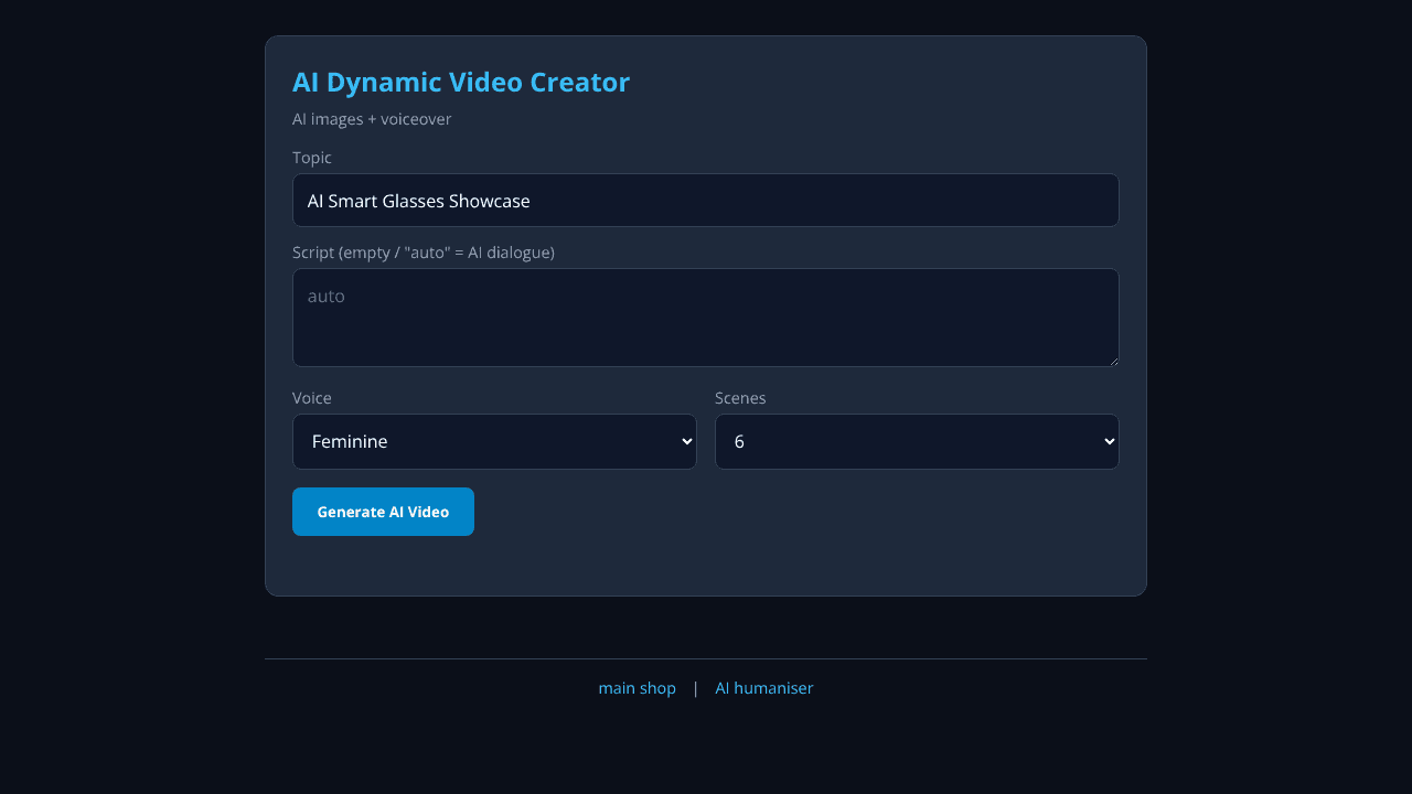 Free video Creator  website screenshot
